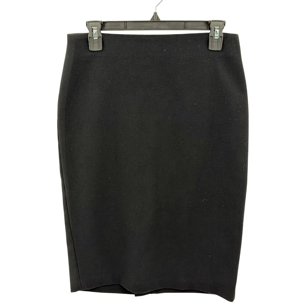 Carmen Marc Valvo Skirt Womens 4 Black Pencil Exposed Gold Zipper Sleek Office